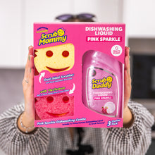 Načíst obrázek do prohlížeče Galerie, Scrub Daddy Pink Sparkle Wash Up Combo v ruce pro představu o velikosti
